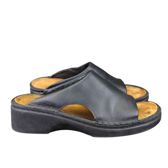 Naot‎ Rome Black Slip-ons Slide Sandals Leather EU 43 Women's 12 Casual Comfort - Picture 1 of 8